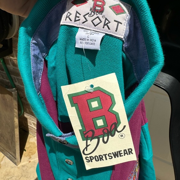 B Boa Resort, Polo, Green & Purple, Size Large - Picture 4 of 4